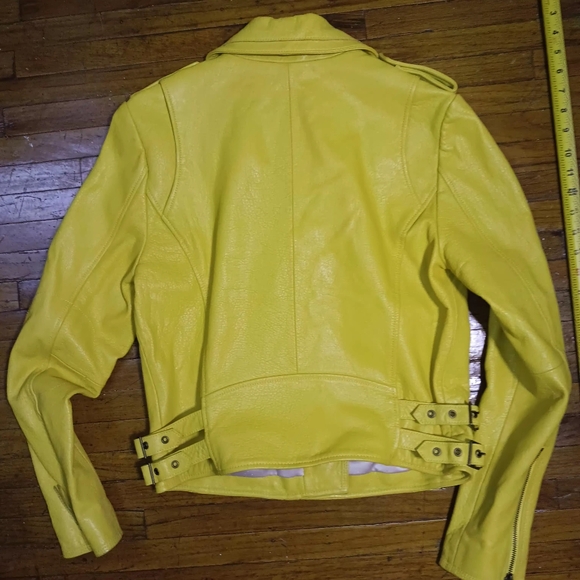 Joie Yellow Leather Biker Jacket - Picture 6 of 6